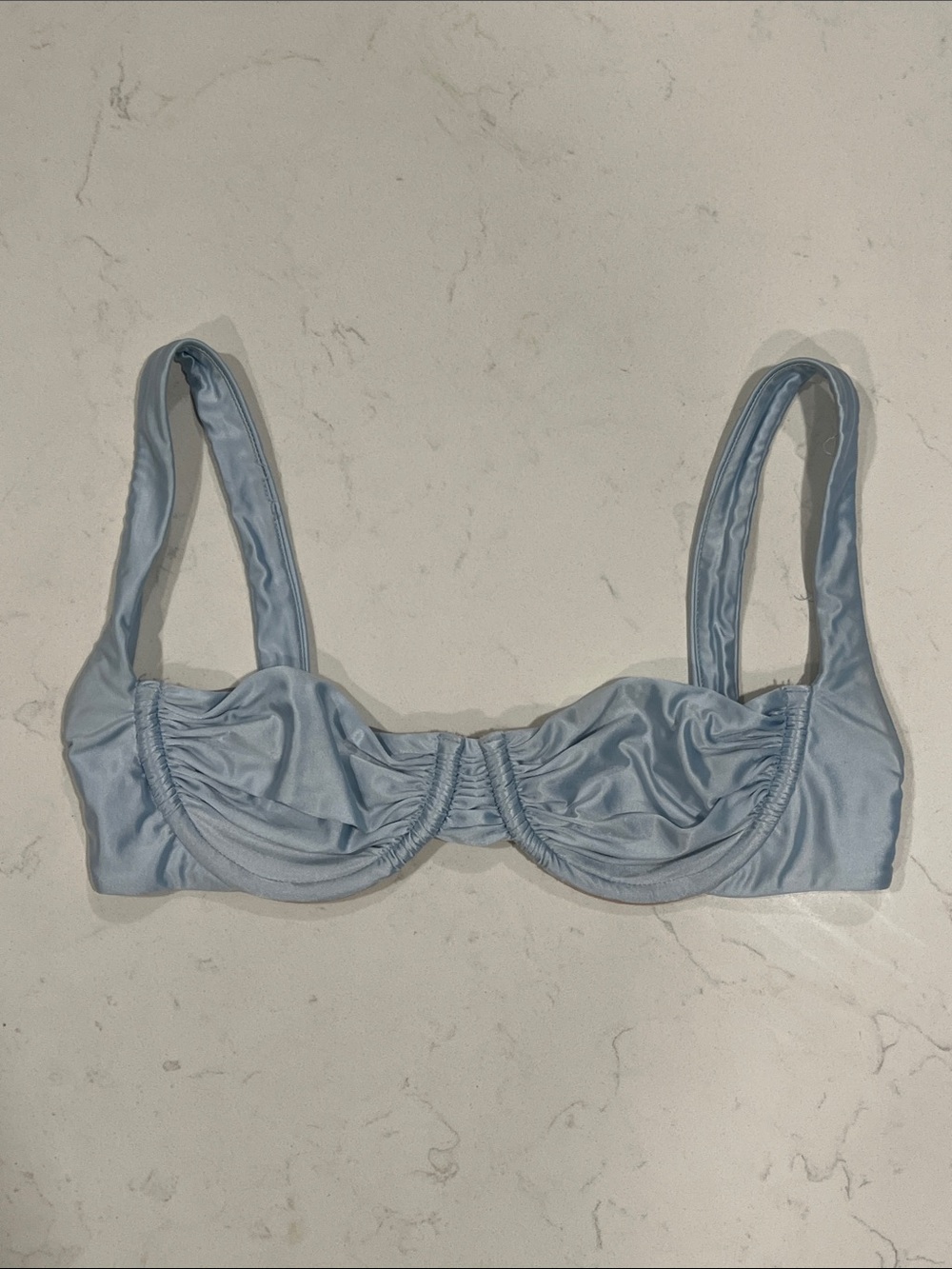 Isa Boulder Light Blue Satin Underwire Bikini Top